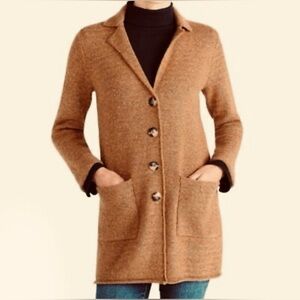 J. Crew Mercantile Donegal Wool Blend Brown Sweater Coat Size XXS